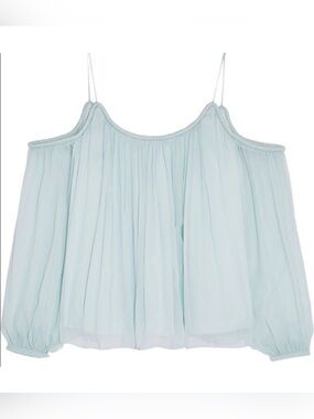 Elizabeth and James Light Blue Cold-Shoulder Chiffon Top